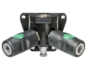 Aplique mural rosca hembra - 2 enchufes y purga (perfil europeo)